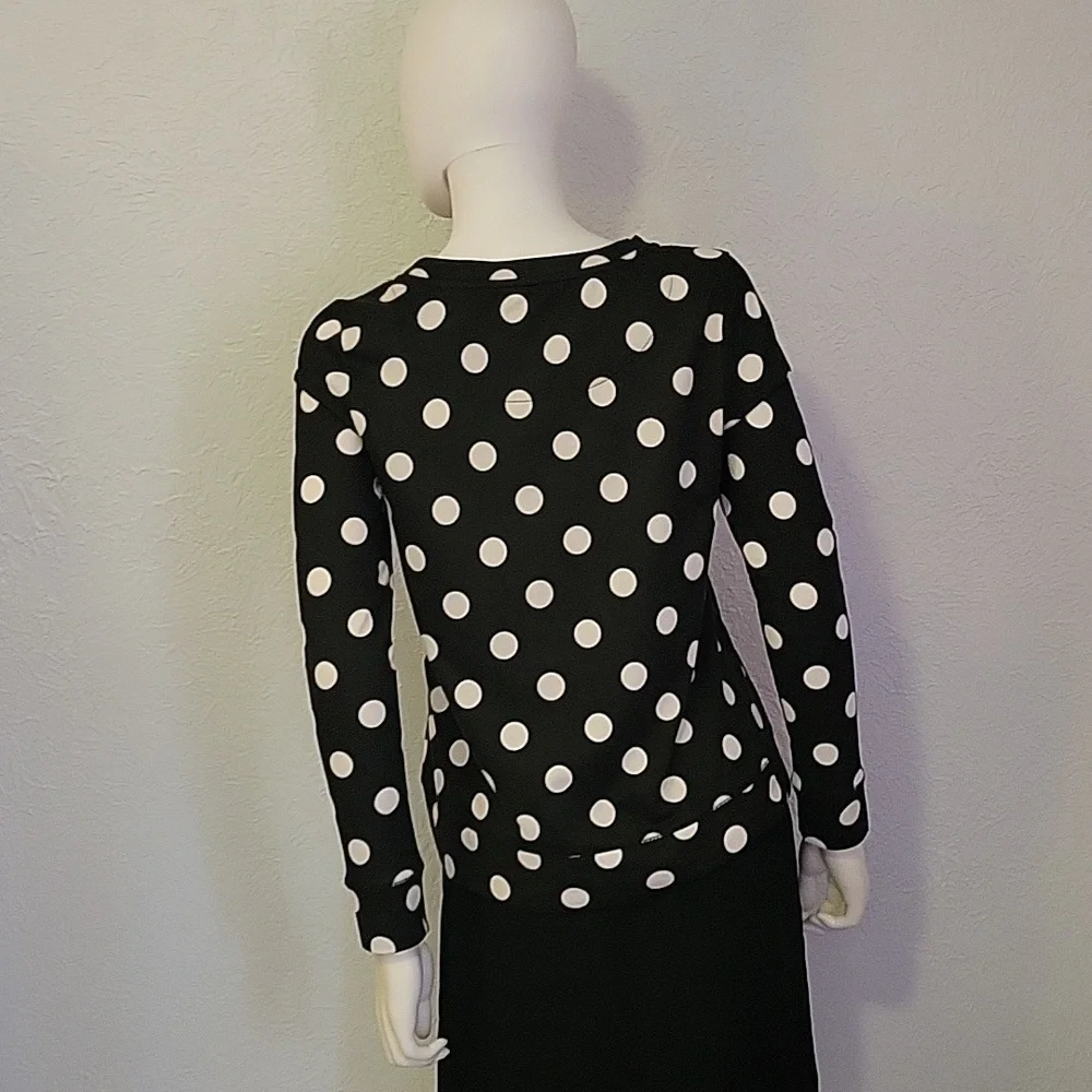 KATE SPADE Monochrome Retro Polka Dot Twee Blouse